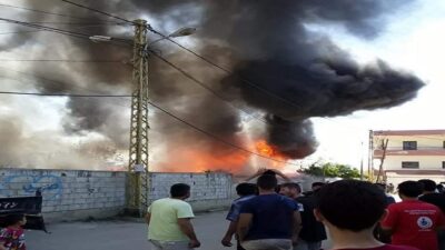 حريق في مخيم للنازحين السوريين في بحنين – المنية
