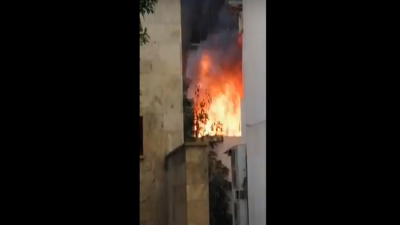 حريق كبير في مبنى سكني بالجميزة