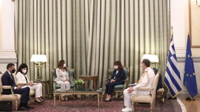 عكر تستهل زيارتها إلى أثينا بلقاء مع رئيسة اليونان وتبحث معها الأوضاع في لبنان والمنطقة