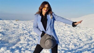 بالصور: باسكال مشعلاني وزوجها يودعان 2021 على الثلج