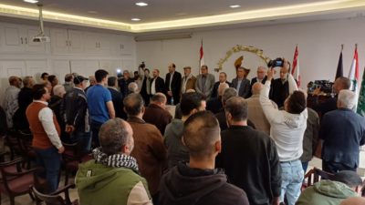 لقاء نقابي فلسطيني لبناني في بيروت في اليوم العالمي للتضامن مع الشعب الفلسطيني والكلمات تمجد ( طوفان الأقصى )