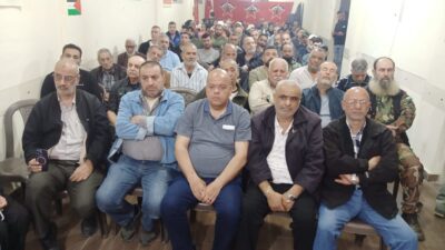 قطاع العمال في الجبهة الديمقراطية ينظم مهرجاناً عمالياً في البداوي  دعماً لعمال فلسطين